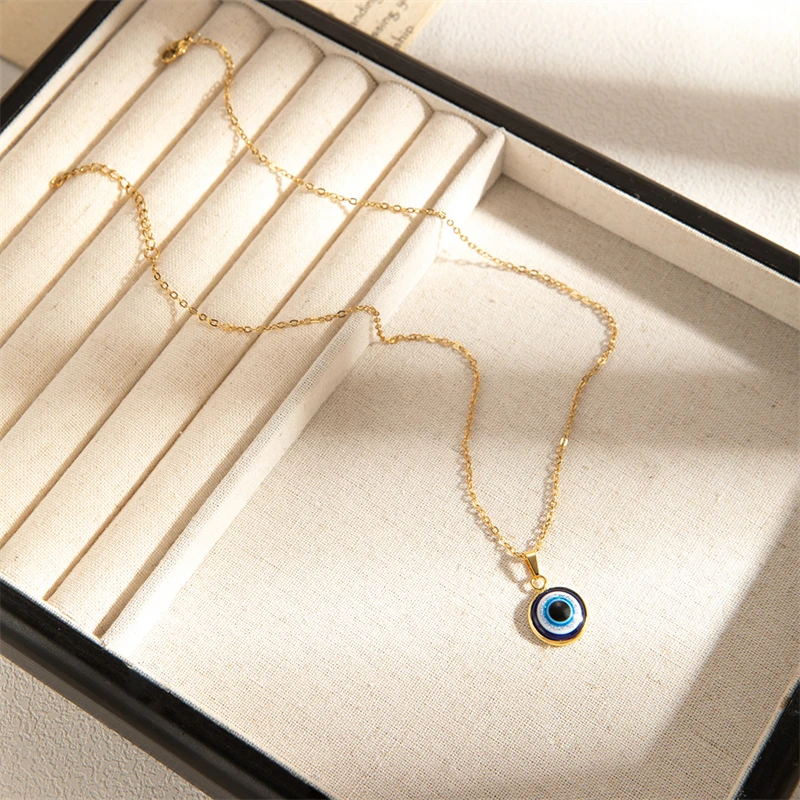 Women's Simple Devil's Eye Necklace Earring Set, Bohemian Style