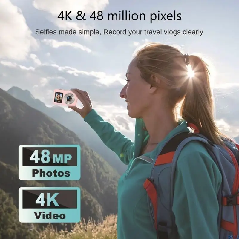 

R91A Portable 4K 64MP Digital Camera with Two Screens and 16x Zoom Includes 64GB