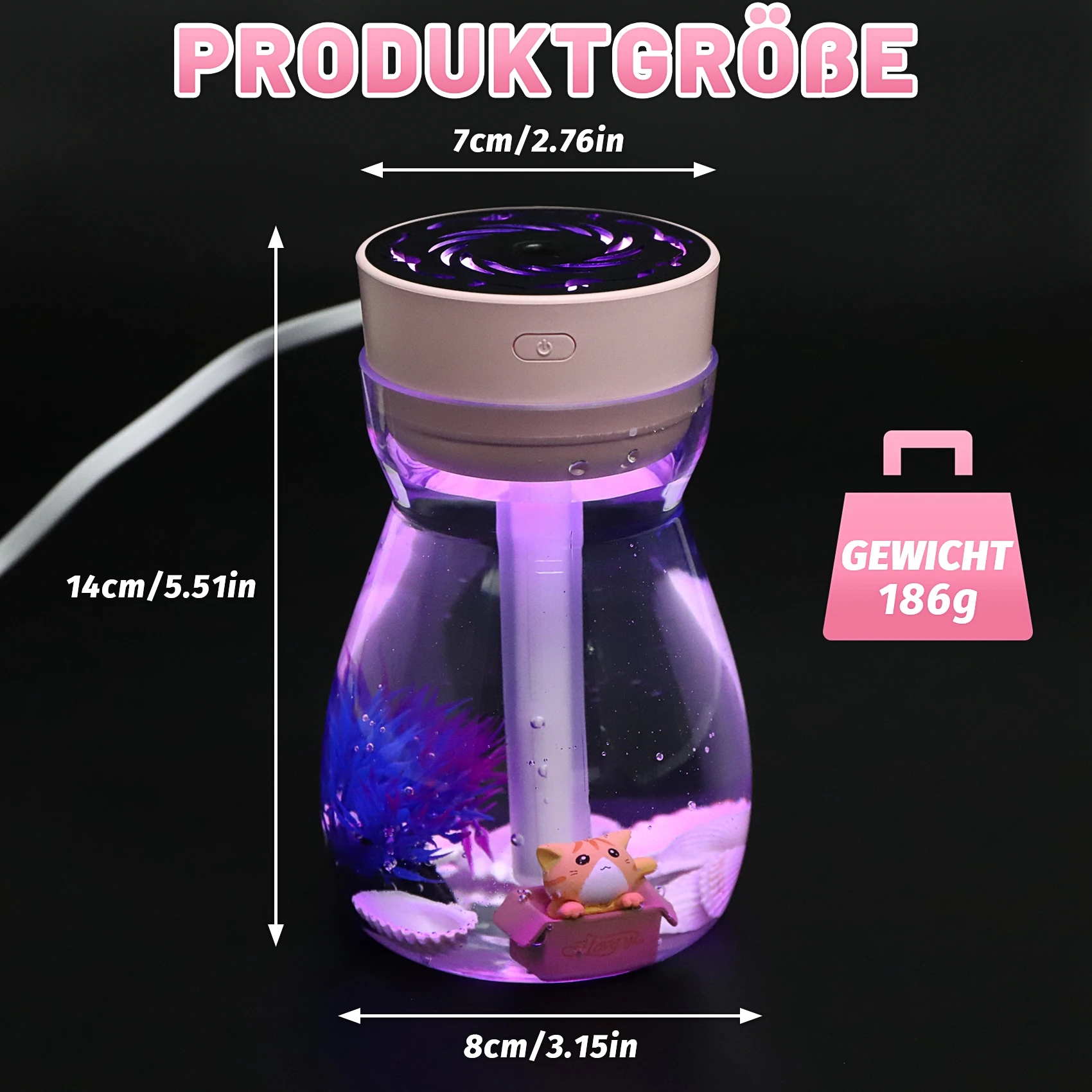 Aparelhos de compras bonito umidificador de névoa fria escritório quarto purificador de ar carregamento usb umidificador de ar kawaii com luz led ar