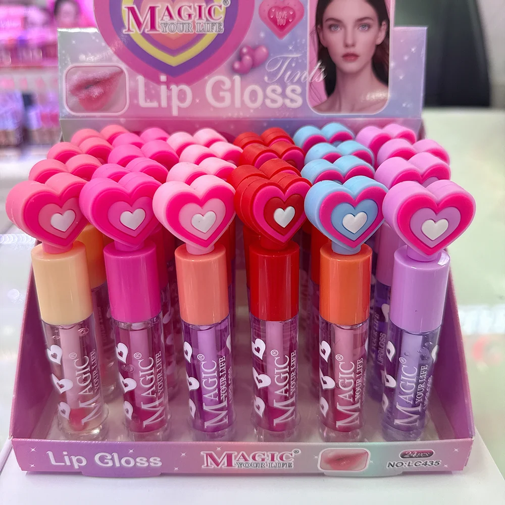 24 szt. Odcień ust błyszczyk 6 zestaw kolorów w kształcie miłości długotrwała wodoodporna szminka nawilżająca do ust makijaż ust