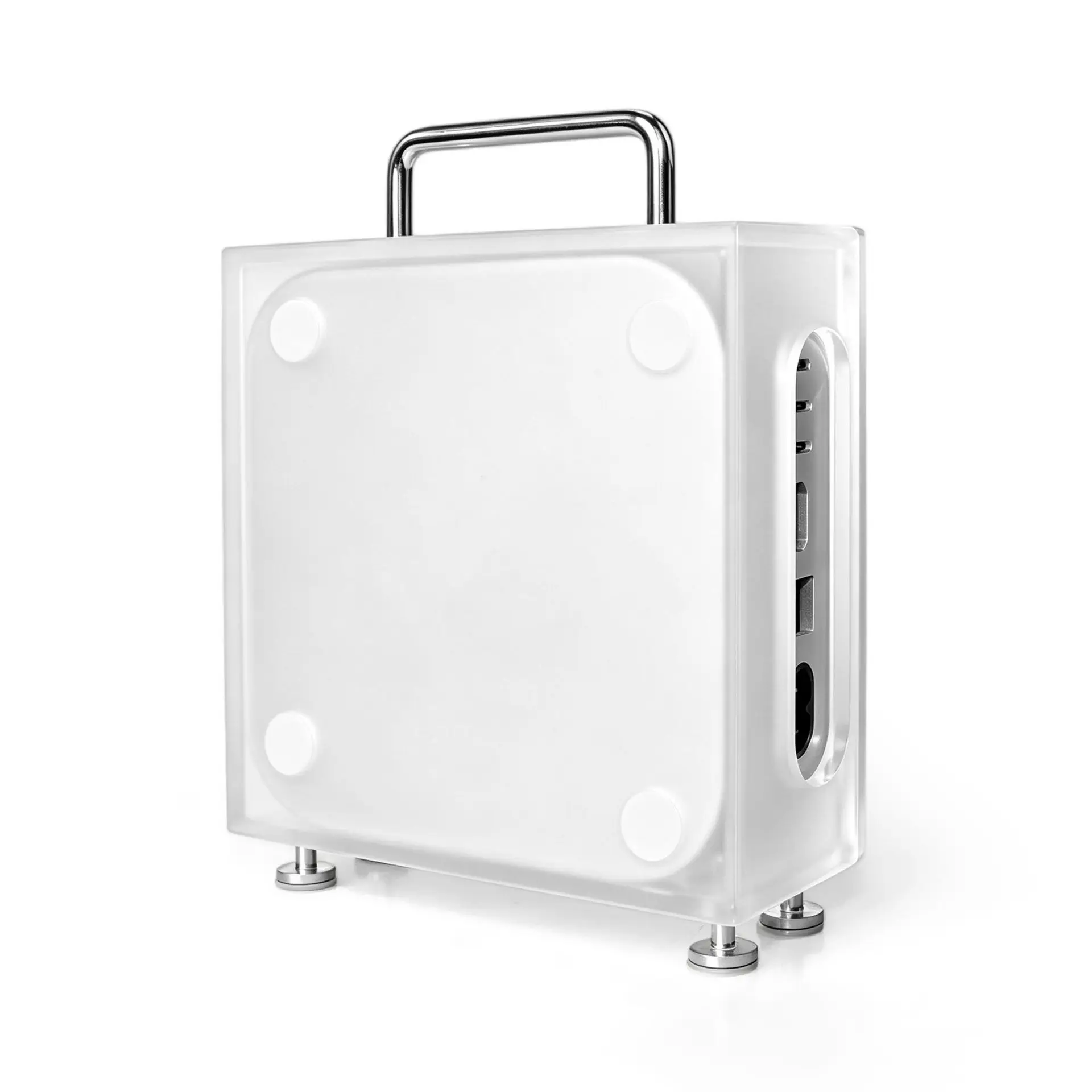 for Mac Mini M4 Retro Acrylic Case Protective Cover Anti Scratch Dustproof Full Port Access Magnetic Side Panel Cooling Feet