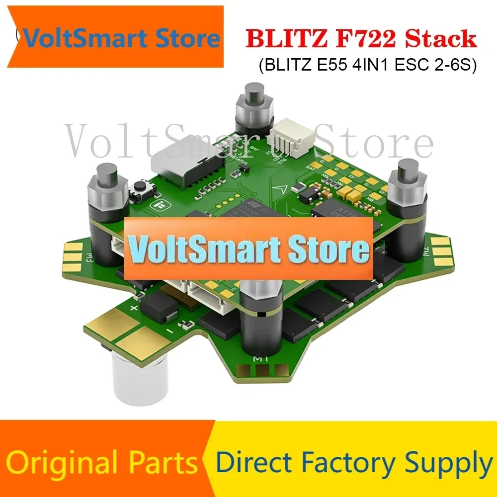 VoltSIFlight BLITZ F722 Stack STM32F722 W/ BLITZ F7 Flight Controller / BLITZ E55 4IN1 ESC 2-6S 30.5mm For RC FPV Racing Drone