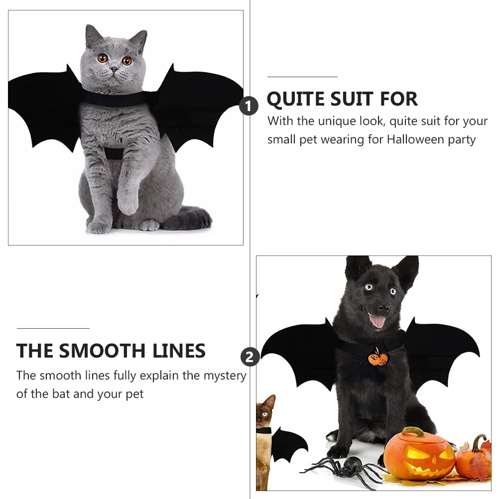 

1pc Pet Bat Wings for Halloween Small Dog Cat Outfit Apparel Party Festival Wear Light Comfortable Soft Mysterious Style Costume