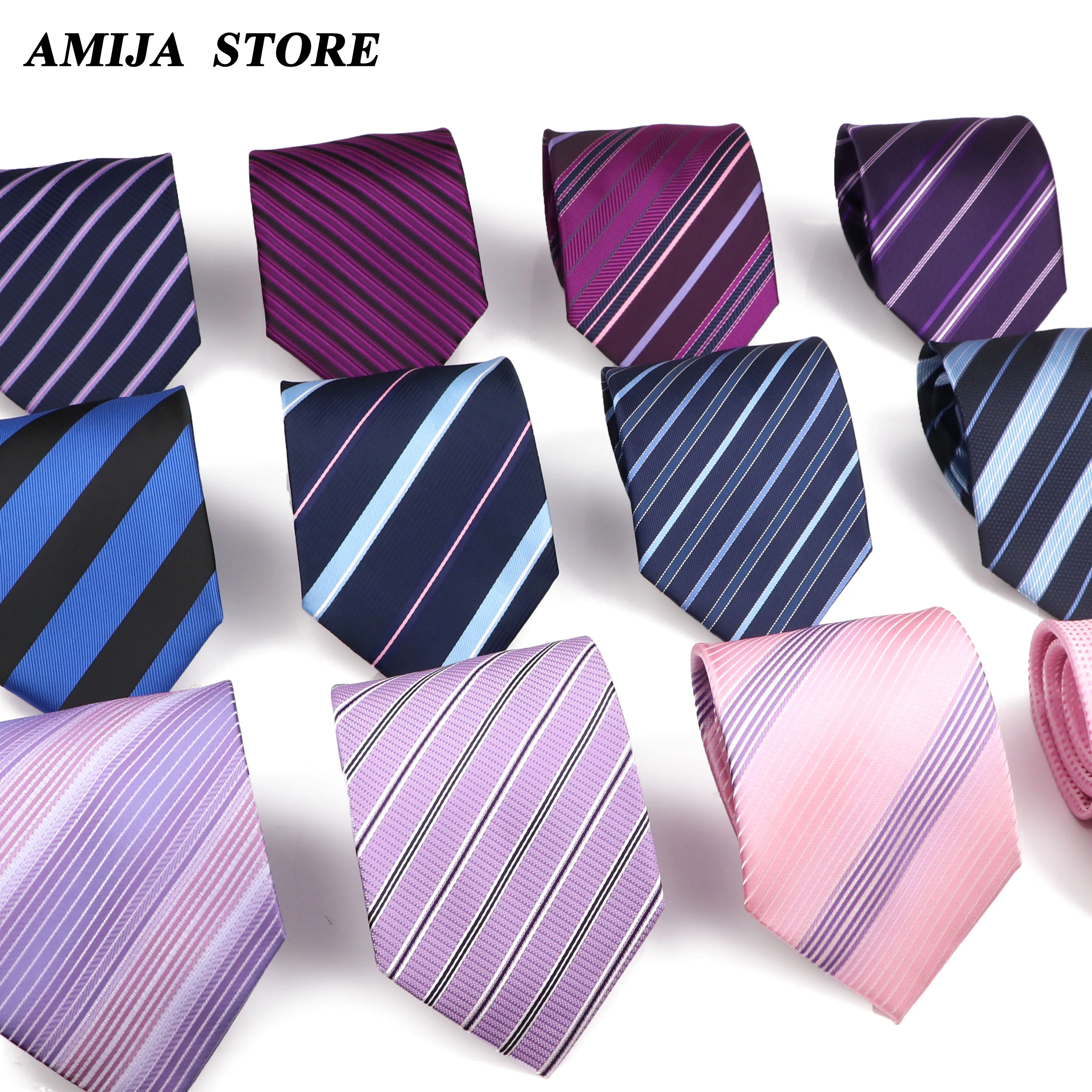 Luxury Men\'s Tie Accessories 9CM Wide Striped Dot Neckties Blue Purple Cravat Daily Wear Wedding Office Party Original Gift For