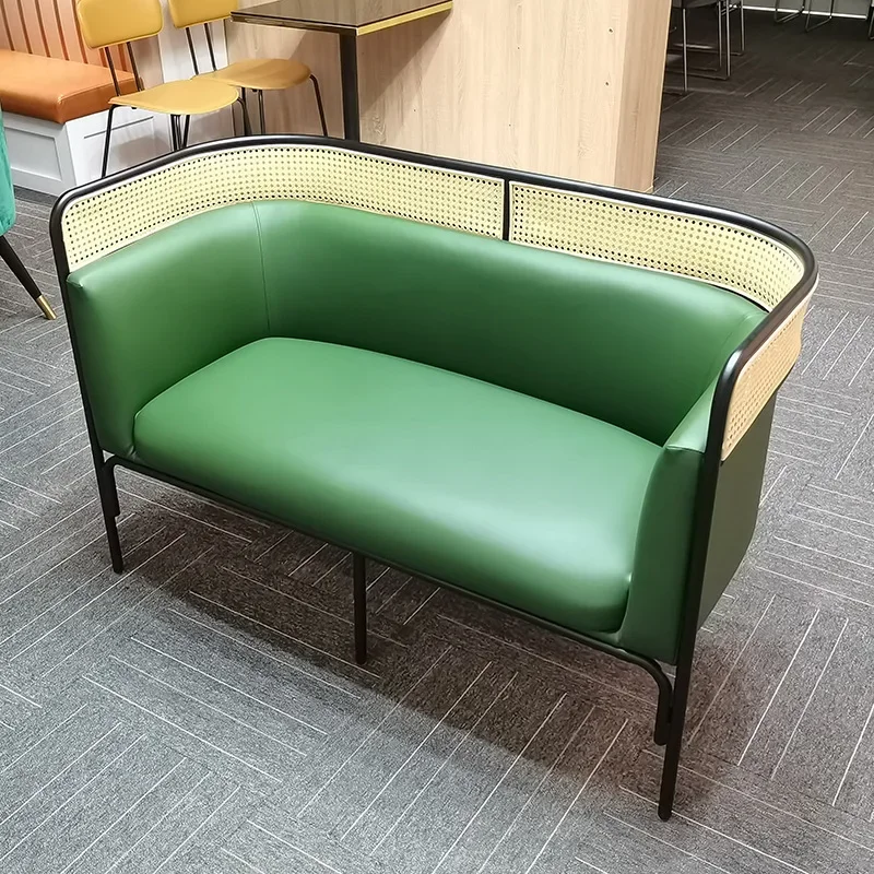 Pastoral rattan card seat sofa, restaurant cafe milk tea shop card seat sofa, large quantity and excellent price