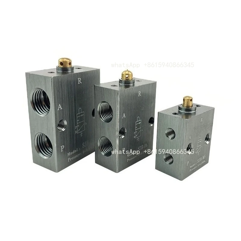 Two Position Three Way Pneumatic Mechanical Valve S3B-M5 S3B-06 S3B-08 Push Rod Valve Control Switch Valve