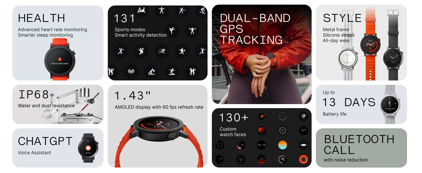 CMF Watch 3 Pro Smartwatch 1,43 Zoll AMOLED, 13 Tage Akkulaufzeit, Dual-GPS, Bluetooth-Anrufe mit KI-Geräuschunterdrückung, Herzfrequenzmessung – Detail 2