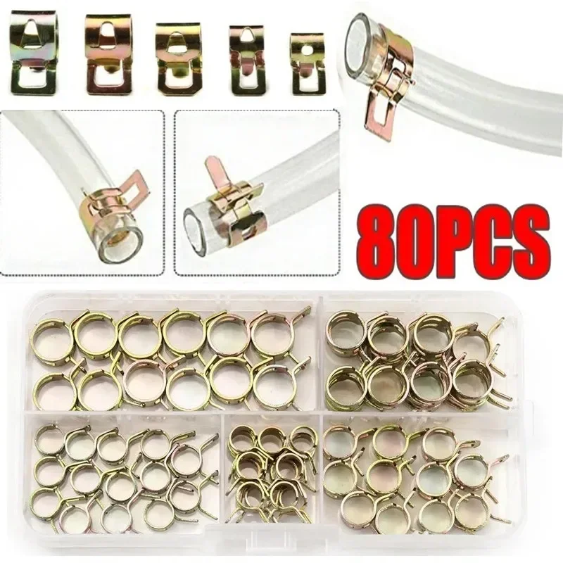 

80pcs Spring Hose Clamps Zinc Plated Spring Clip Fuel Line Hose Water Pipe Air Tube Clamps Fastener Pipe Clamp M6 M7 M8 M9 M10