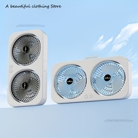 Dual Head USB Fan 360 Rotatable Blades Wall Mount or Freestanding Design Rechargeable Fan for Office Bedroom Outdoor Camping