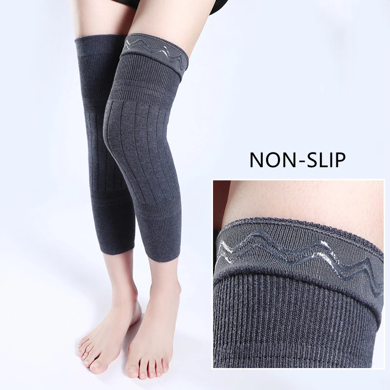 2PCS Winter Warm Wool Cashmere Leg Warmers Sleeves Thick Fleece Lined Knee Pads Brace Support Guard Protector Long Thermal Wraps