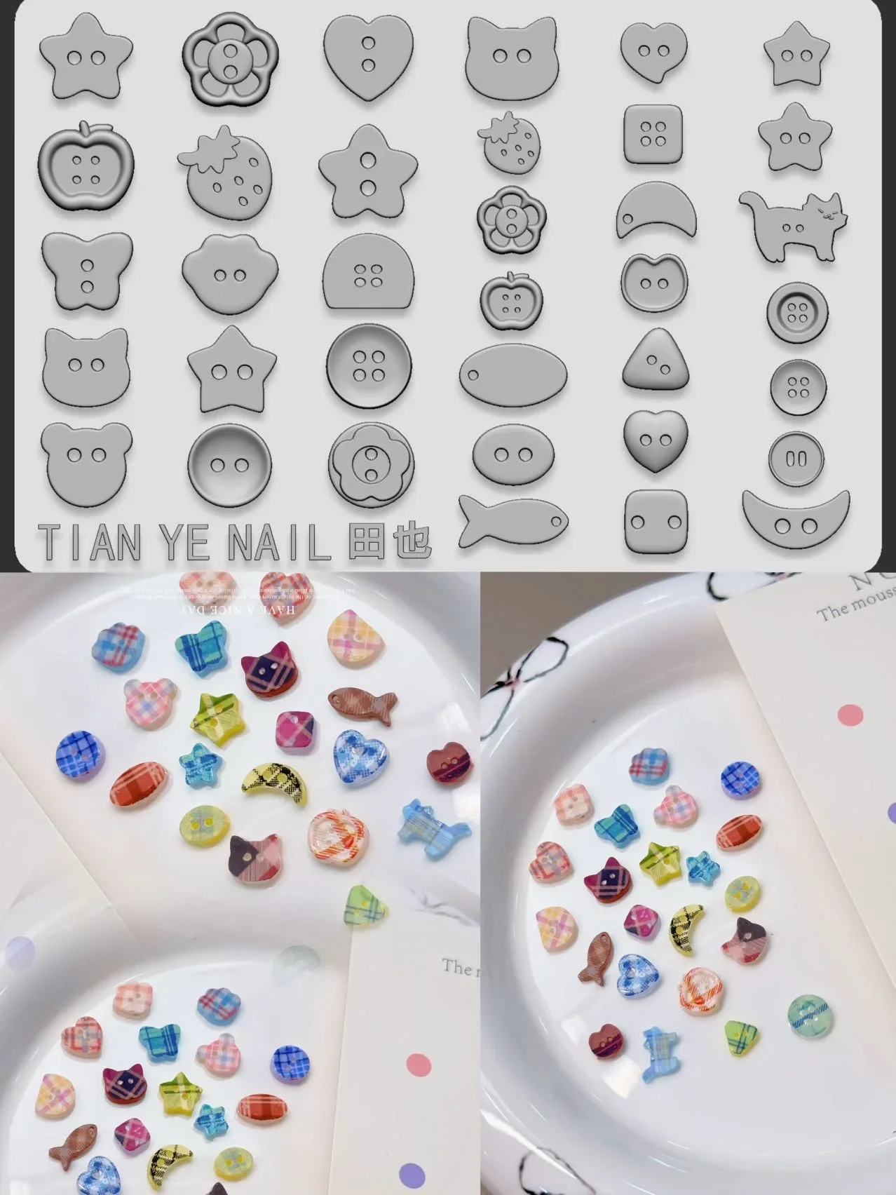 

1pc Lotus Goldfish Lily Button 3D Acrylic Mold Nail Art DIY Silicone Nail Art Templates Nails Mold