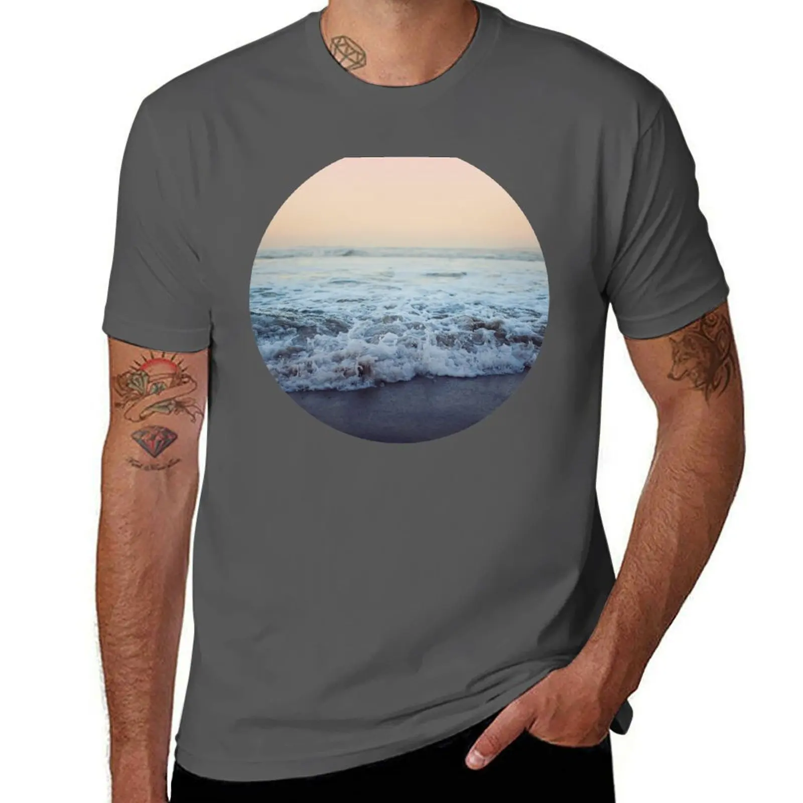 Crash into Me - Ocean Photograph of the Oregon Coast T-Shirt man tshirt cotton t shirts high quality T-Shirt