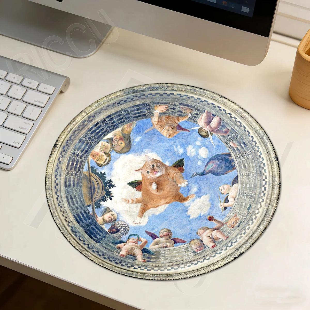 Cute Cats Art Mouse Pad Van Gogh Funny Mouse Mat Gamer Gaming Accessories Round Mousepad Computer Desk Decort Mousemat Playpad