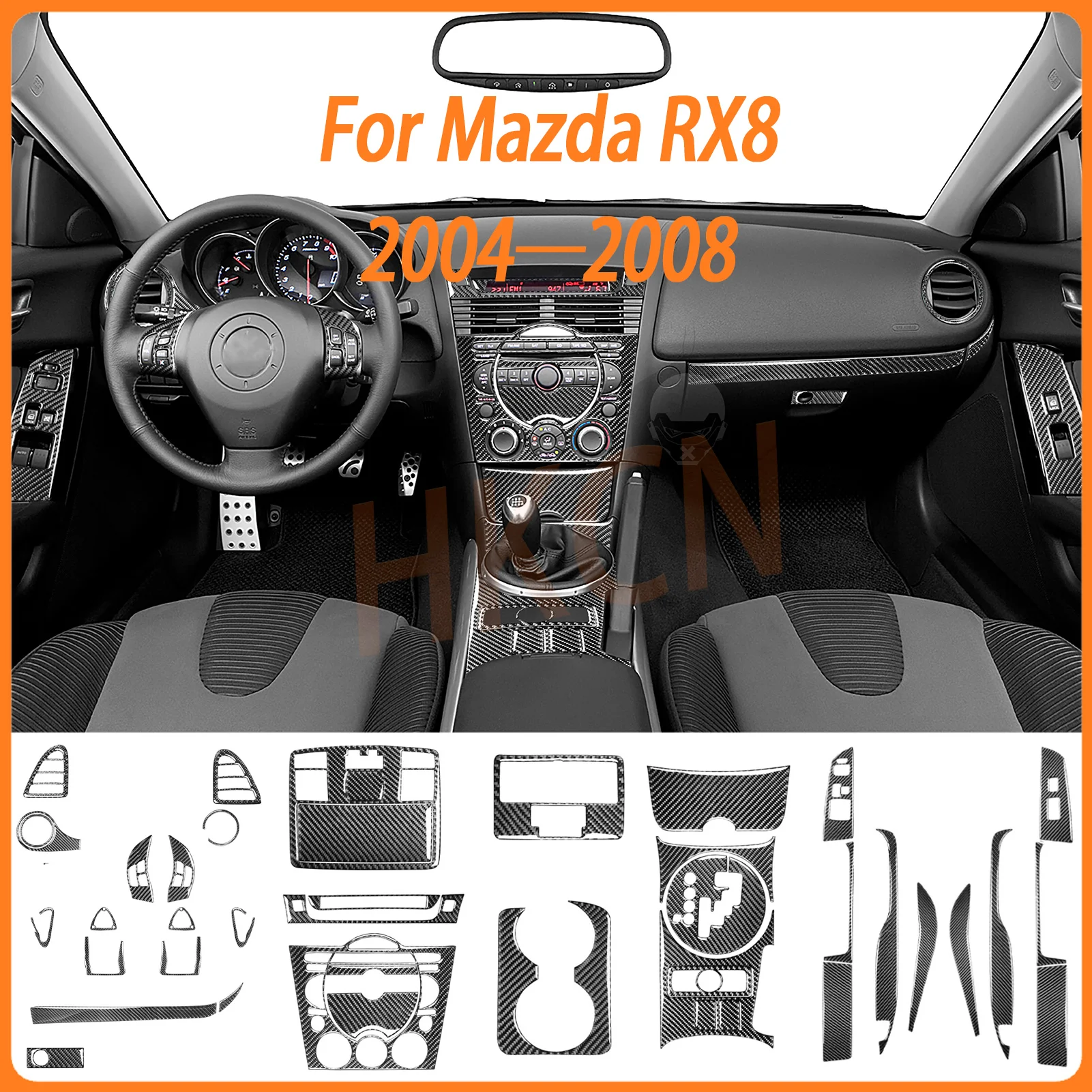 

For Mazda RX8 2004-2008 SE3P JM1FE Gloss Black Plastic AC Radio Door Handle Gear Shift Panel Car Interior Accessories Sticker