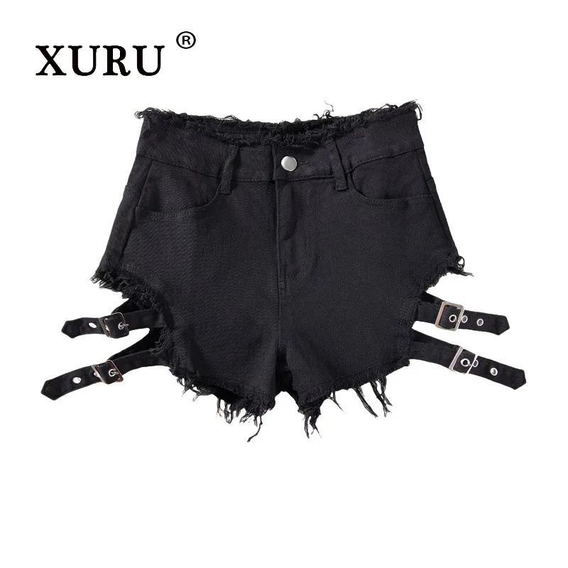 XURU - European and American New Women's Clothing Letter Sexy Jeans, Summer Bar Spicy Girl Ripped Denim Shorts Hot Pants