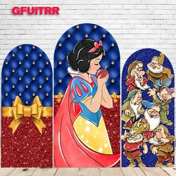 Snow White Arch Backdrop Doublesided  Cover Kids Birthday Party Seven Dwarfs Photography Background Polyester Photo Booth Prop