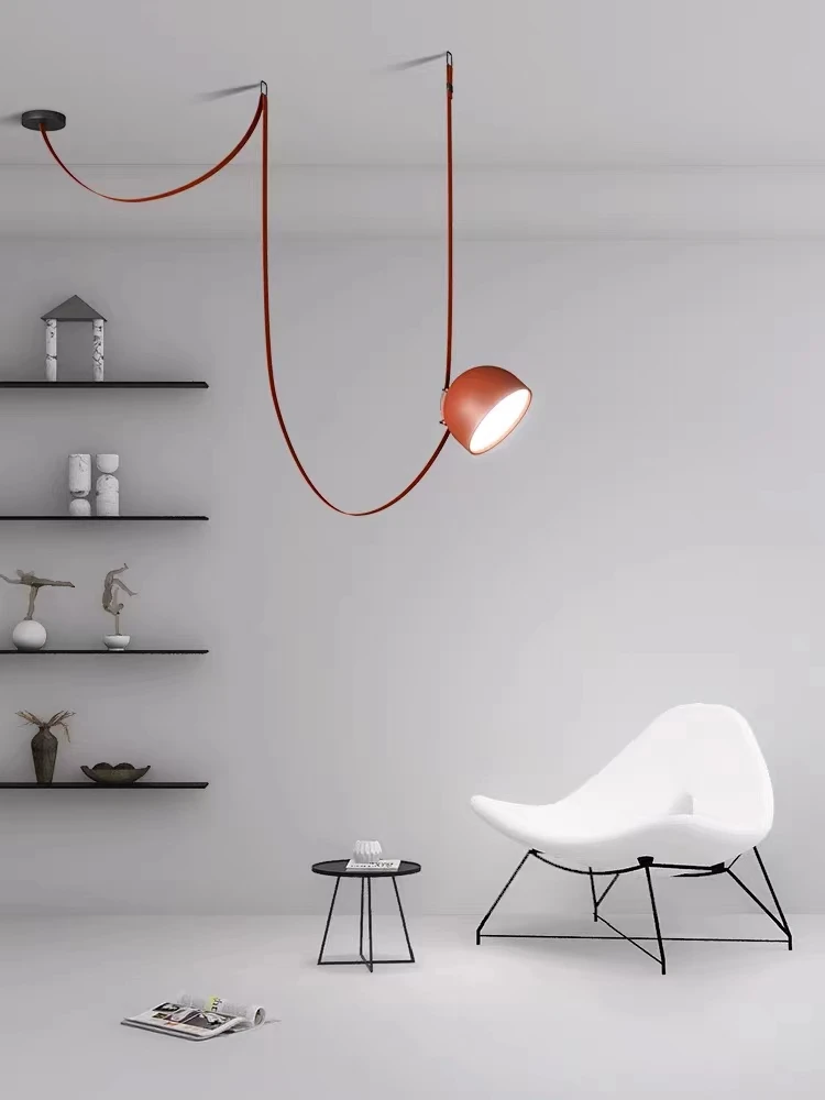 DIY Textile Belt Designer Orange Black Grey Dimmable LED Chandelier Lighting Suspension Luminaire Lampen For Living Room