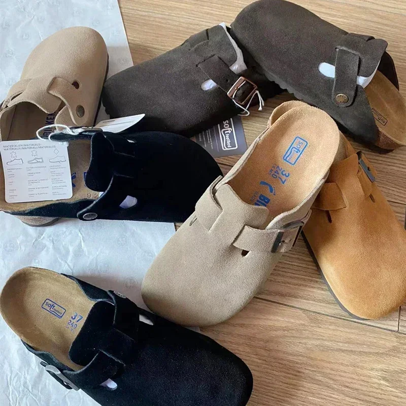 Top Quality New Birken Leather Cork Slippers For Women And Men Fashion Summer All-Match Sandals Shoes soft-Soled Casusal Sandals