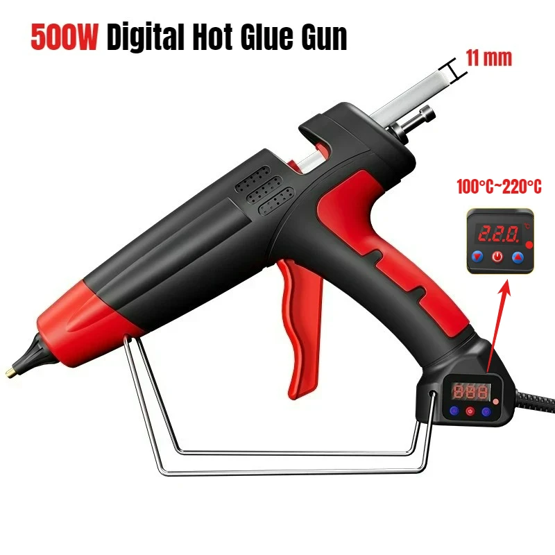 500W Professional Hot Silicone Gun with Temperature Control,SET 2&3 Include Copper Nozzle,11mm Glue Sticks,Electric Repair 220V