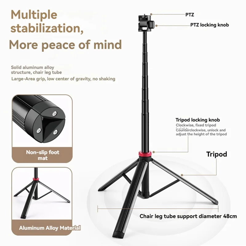 

AAAEL-Extendable Tripod Portable Adjustable Light Stand With 1/4 Screws Camera Phone Tripod For Traveling