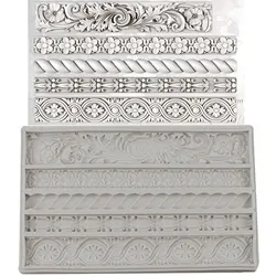 Border Silicone Mould Fondant Cake Decorating Silicone Mold Clay,Sugarcraft Cupcake Top Chocolate Baking Tool