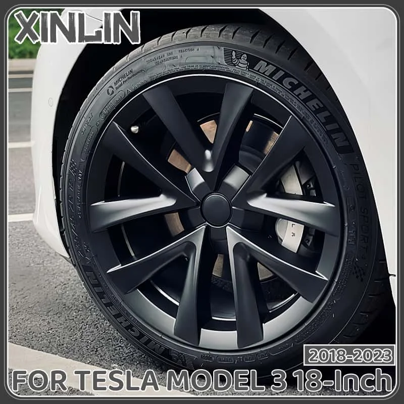 4PCS 18-Inch Wheel Cap For Tesla Model 3 Performance Wheel Cover Replacement Wheel Hub Cap Full Rim Cover Accessories 2020-2023