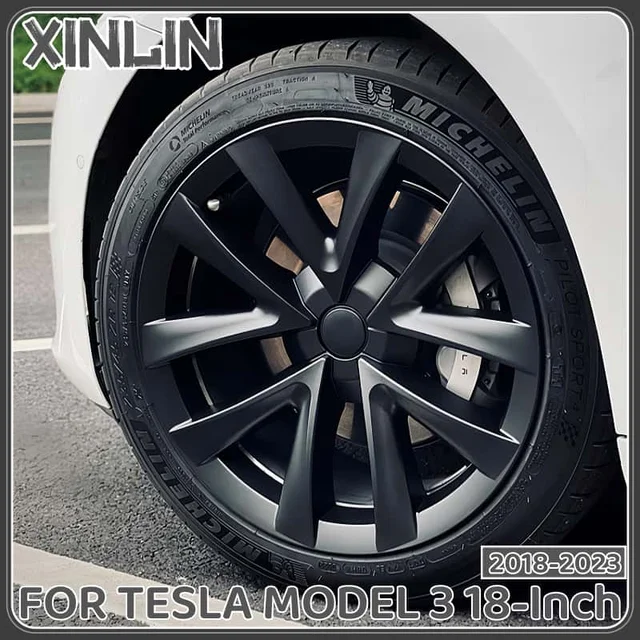 4PCS 18-Inch Wheel Cap For Tesla Model 3 Performance Wheel Cover Replacement Wheel Hub Cap Full Rim Cover Accessories 2020-2023