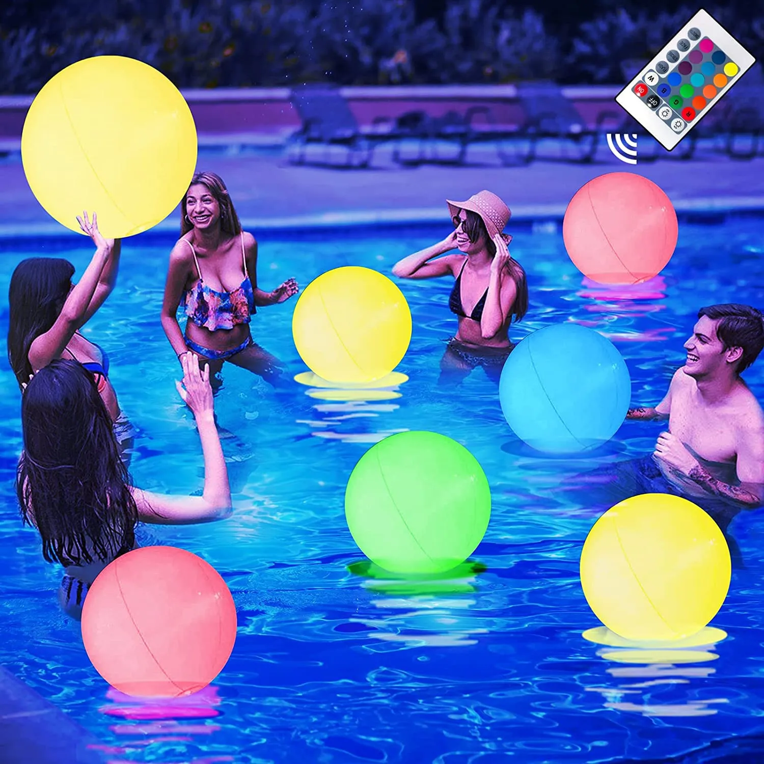 40 60 80CM Inflatable Light-emitting Balloon Remote Control LED Flash 16 Kinds of Color-changing Lights Entertainment Beach Ball