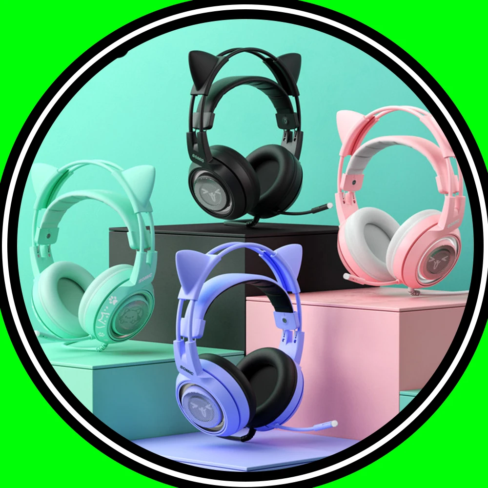 

Somic G951 Проводная гарнитура с кошачьими ушками, милые розовые игровые наушники 3,5 мм с шумоподавлением и микрофоном, компьютерная гарнитура для киберспорта для девочек