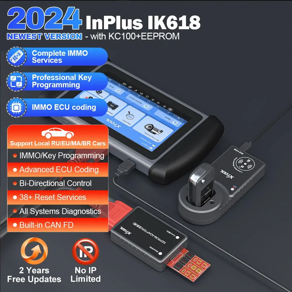 Xtool InPlus IK618 IMMO Key Programmer All Key Lost Car Diagnostic Tools OBD2 Automotive Scanner  ECU Coding With KC100 X100PAD3