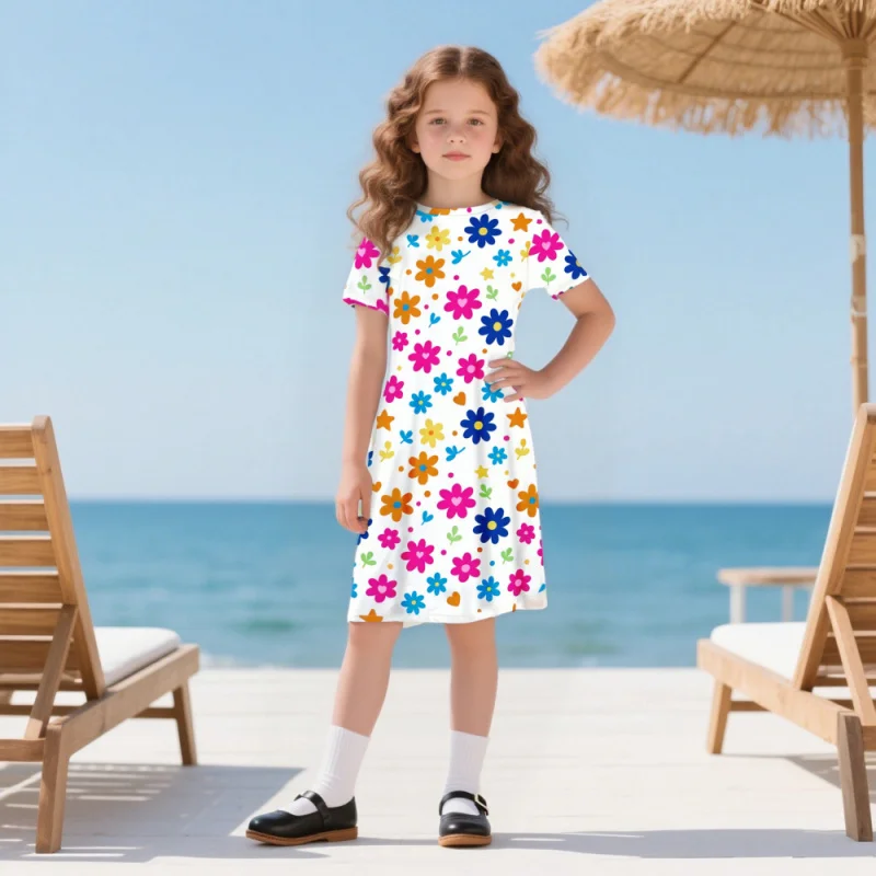 

Trend Dress 2025 Best Selling Children's Printed Casual Short Sleeve Dress