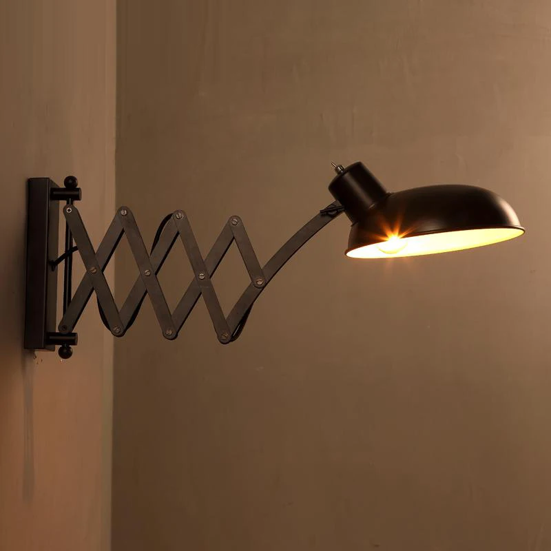 Retractable black iron wall light Attic aisle LED wall hanging light