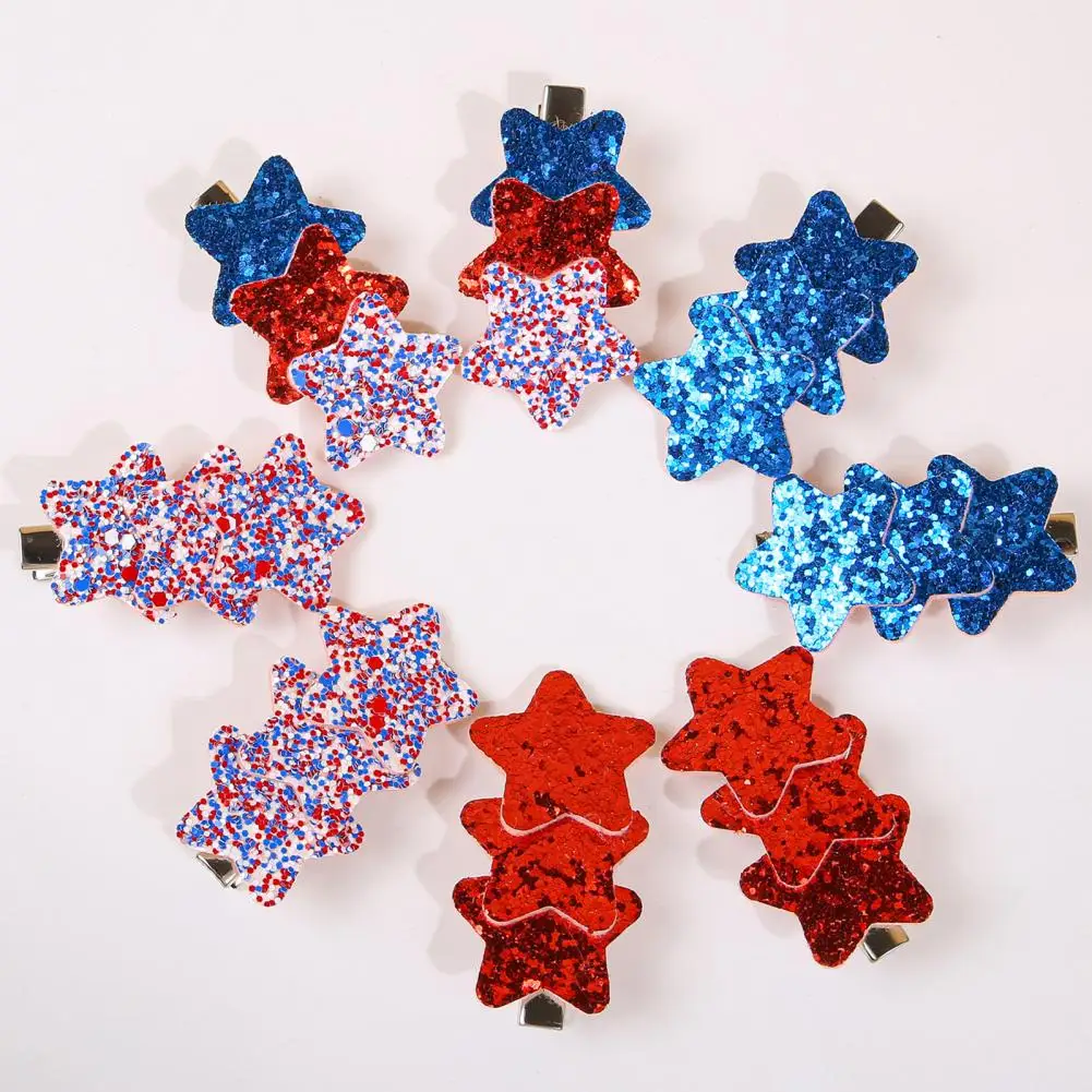 Lightweight Hairpin Girl Hairpin with Sparkling Sequins Star-shaped Lightweight Hair Clip Easy One-handed Operation Non-slip