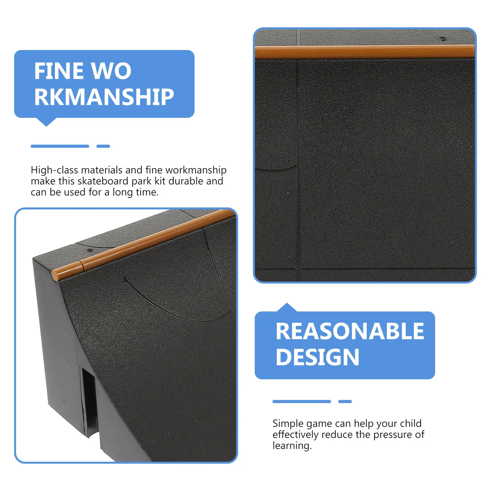 Small Skateboard Park Ramp Kit for Kids High Grade Finger Skateboarding Props Interactive Playset Improves and Hand-Eye