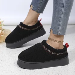 2025 Winter Warm Flat Fur Slippers Women Fluffy Furry Home Slides Woman Comfort Non Slip Indoor Floor Cotton Shoes Snow Boots