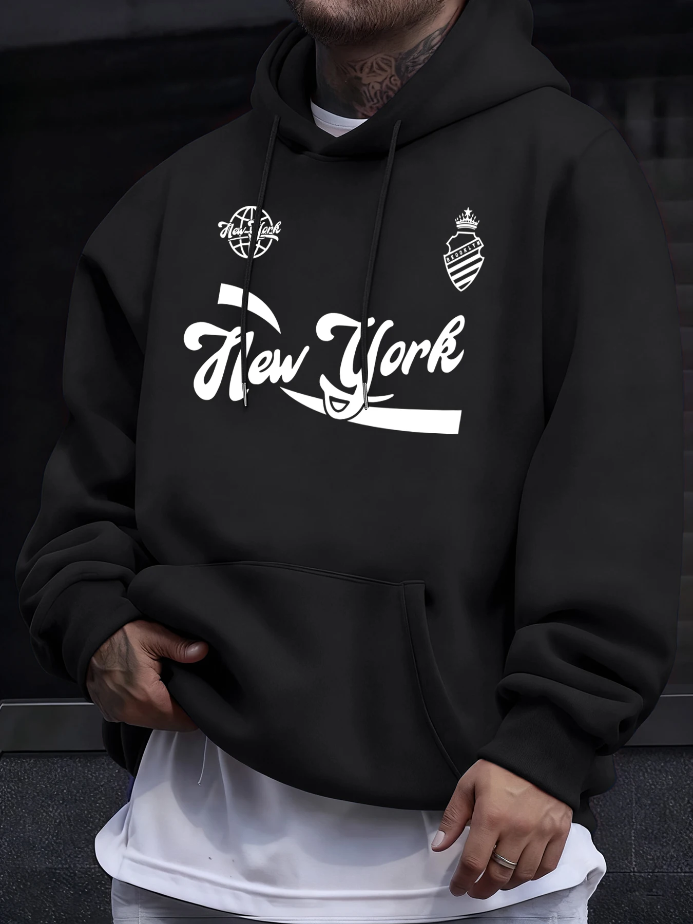 نيويورك بروكلين لافتة للنظر يطبع رجل هوديس الهيب هوب هودي عادية الصوف لينة ملابس رياضية الخريف الملابس سترة الموضة #3