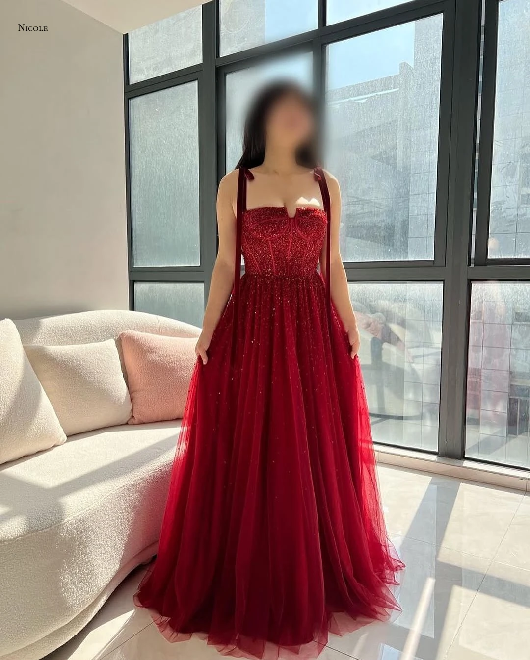 Nicole Line A Abendkleider für Damen, elegante Partykleider 2025, maßgeschneiderte Ballkleider, Abschlussballkleid, Sling-Pailletten, Robe, Soiree, Gala