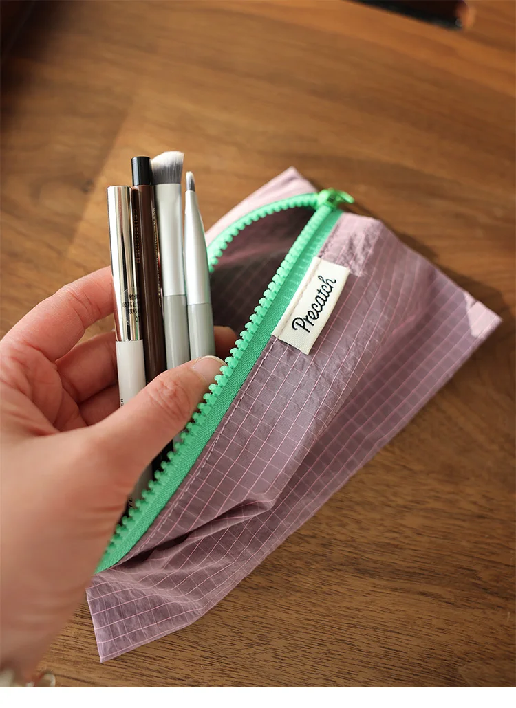 Multifunktionale schlanke Bleistift-/Stift-Aufbewahrungstasche für Schreibwaren, Schmuck, Karte, Münzen, für Frauen, Macaron-Farbschema, kleine Größe, tragbar – Detail 2