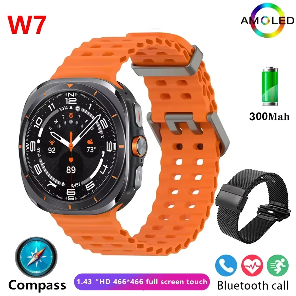 2024 nuevo reloj inteligente W7 AMOLED para hombres Samsung Galaxy7 Ultra oxígeno en sangre ritmo cardíaco Bluetooth llamada rastreador deportivo mujeres GPS NFC