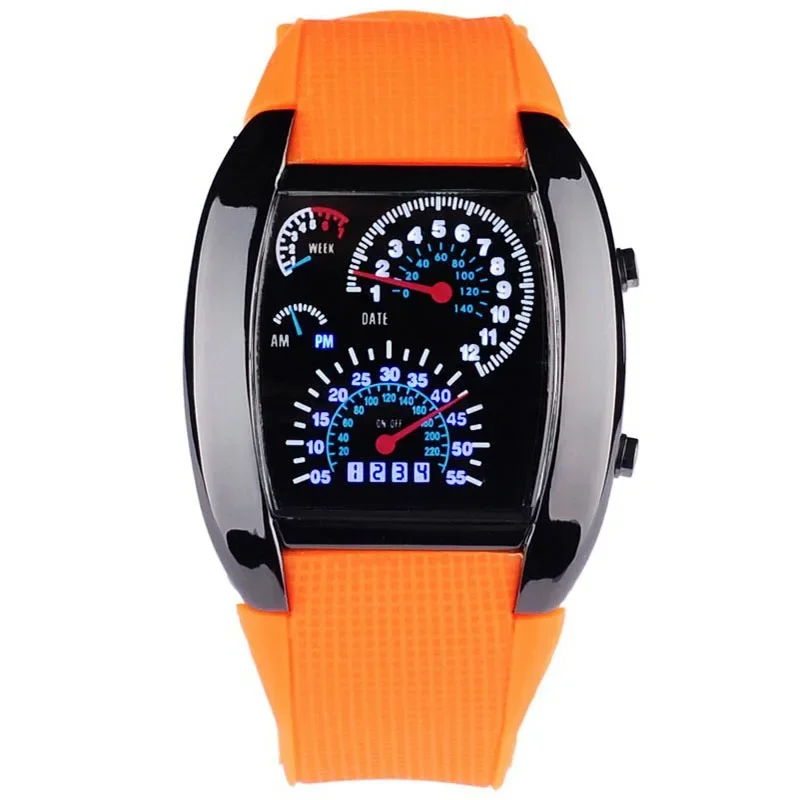 Unique Fashion Men Digital Watches Led Watch Men Race Speed Car Dot Fashion Sports Silicone Strap Electronic Watches Cheap Price