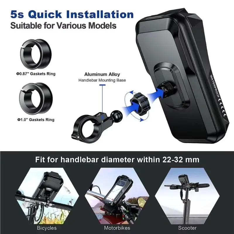 Funda Impermeable para Teléfono de Bicicleta, Soporte Universal para Manillar de Motocicleta, Soporte Teléfono Celular