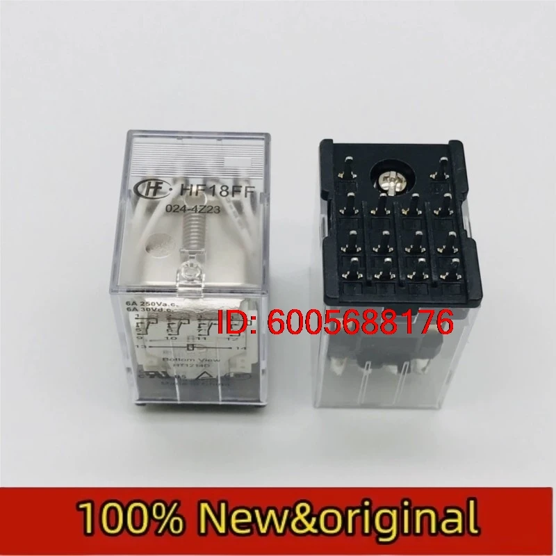 10PCS HF18FF-024-4Z23 four group conversion 14 pin 6A250VAC solder pin Hongfa small medium power relay Original & Brand New