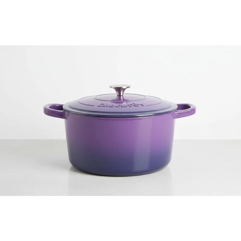 

7-Quart Lavender Purple Enameled Cast Iron Dutch Oven for Slow Cooking, Baking & Braising - Ideal for Home Chefs