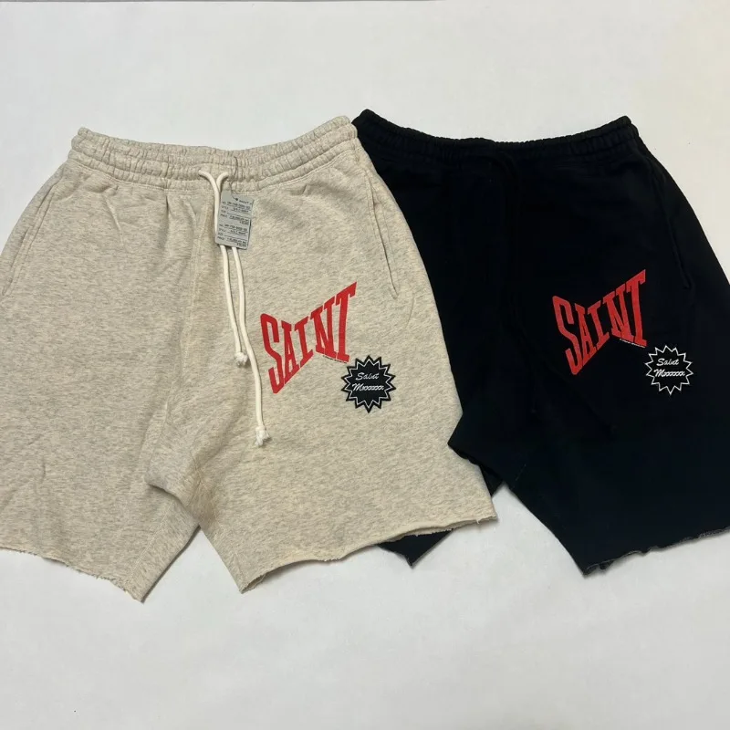 

Oversized Saint Michael Drawstring Shorts Men Women 1:1 Best Quality Embroidered SAINT Logo Washed Shorts