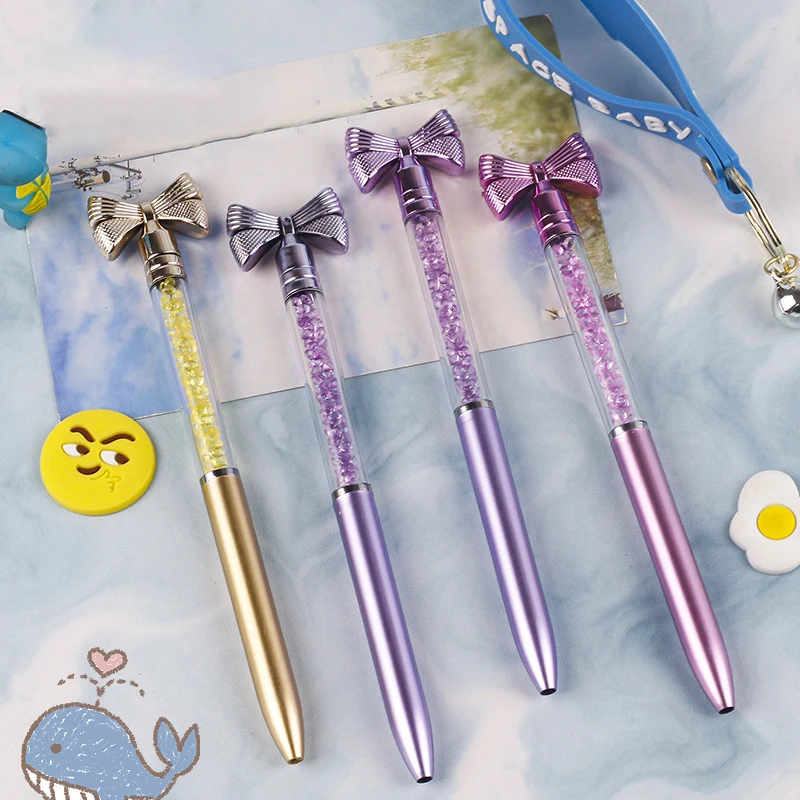 Creative Look Student Neuter Pen Cute Quicksand Butterfly Spin Pen Spins Out Core Smooth Water Slide Pen Stationery Supplies