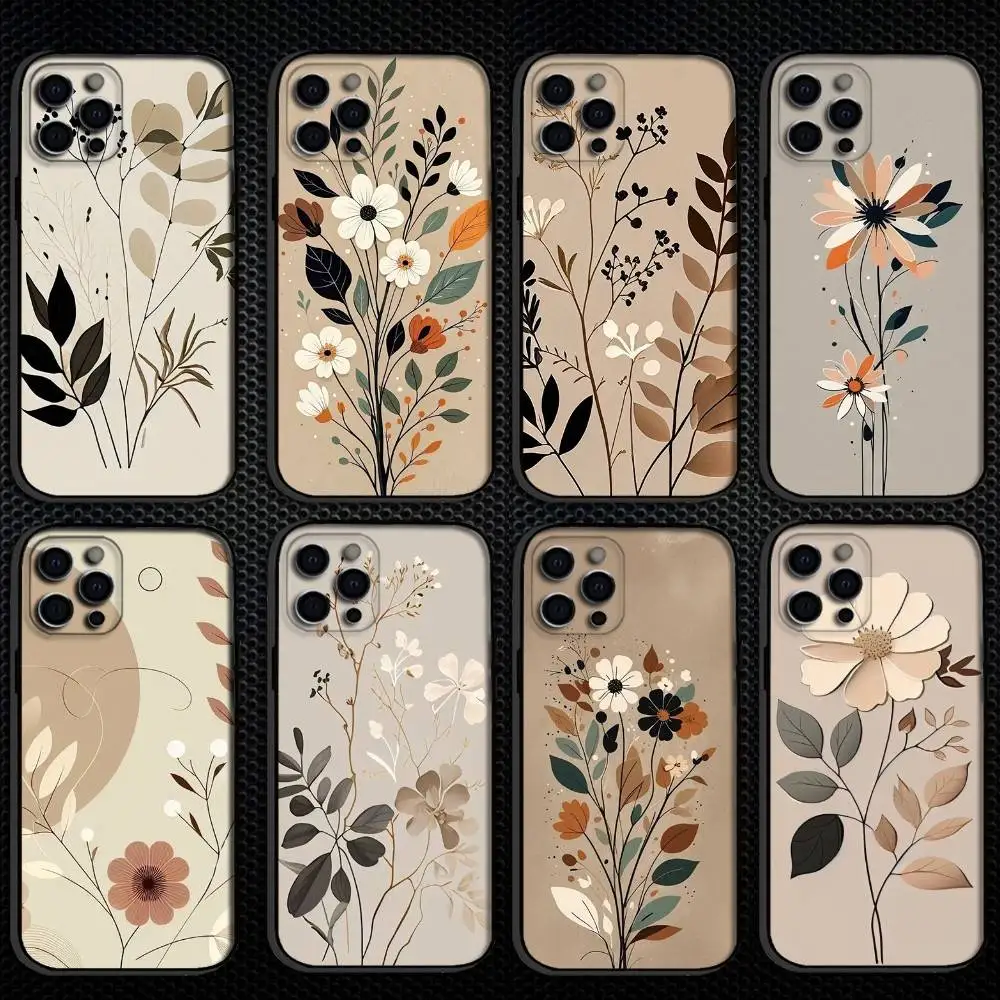 

Abstract plant illustration in black and white Phone Case For iPhone 16,15,14,13,12,11 Plus,Pro Max, Others Soft Black Cover