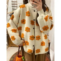 Women Women Winter Korean Korean Jacquard Color Blocking O-neck Knitting Women Clothing Fashionable Loose Cardigan Sweater Tops