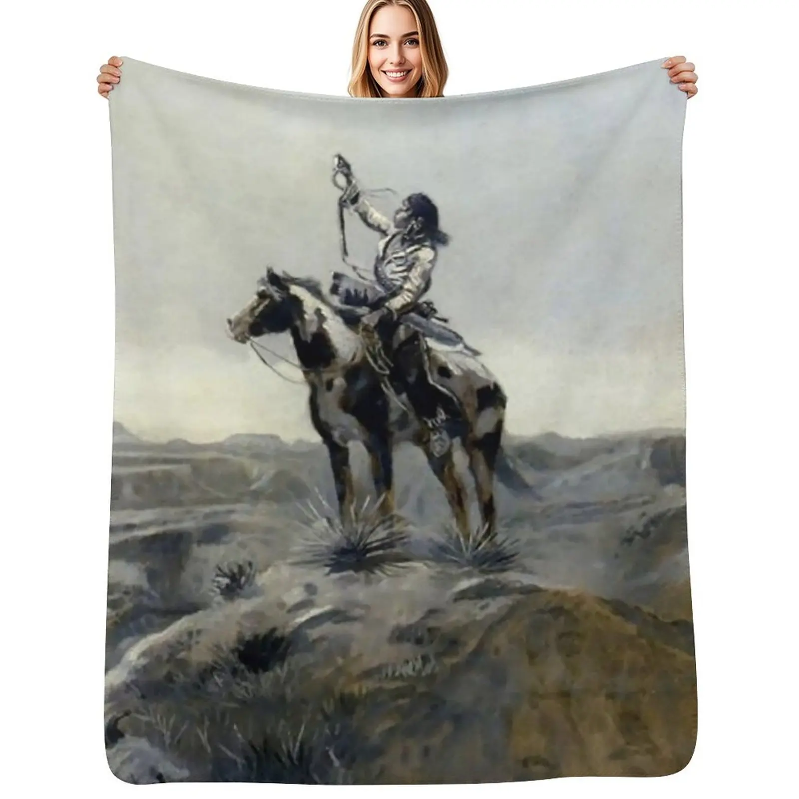 ¿Qué pasa? Manta con diseño de pintura occidental de Charles M Russell, lavable a máquina, suave y cálida