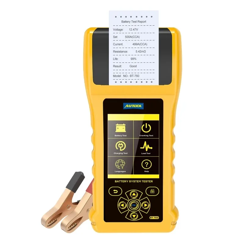 AUTOOL Official Factory BT760 Multi-Language Cranking Charging Load Test Car Battery Discharger Capacity Tester With Printer