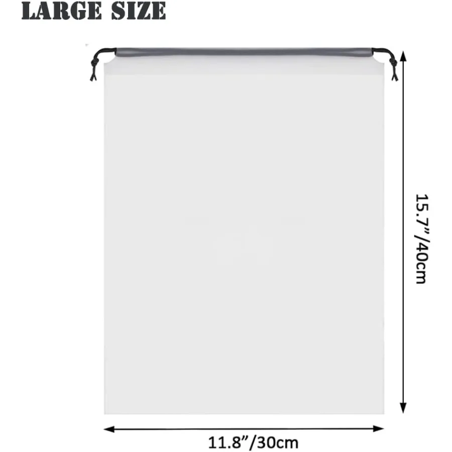 12 Uds. Bolsas transparentes para zapatos de viaje, 11,8 pulgadas X 15,7 pulgadas, bolsas transparentes portátiles para almacenamiento de zapatos con cuerda, cordón grande para accesorios fáciles